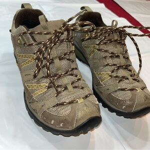 Merrell HIKING Shoes GORETEX sz 9.5 Siren Sport Olive Trail Sneakers J16000 XCR